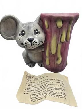 Vintage Cinnamon Lane Ceramic Mouse Glass Candle Holder